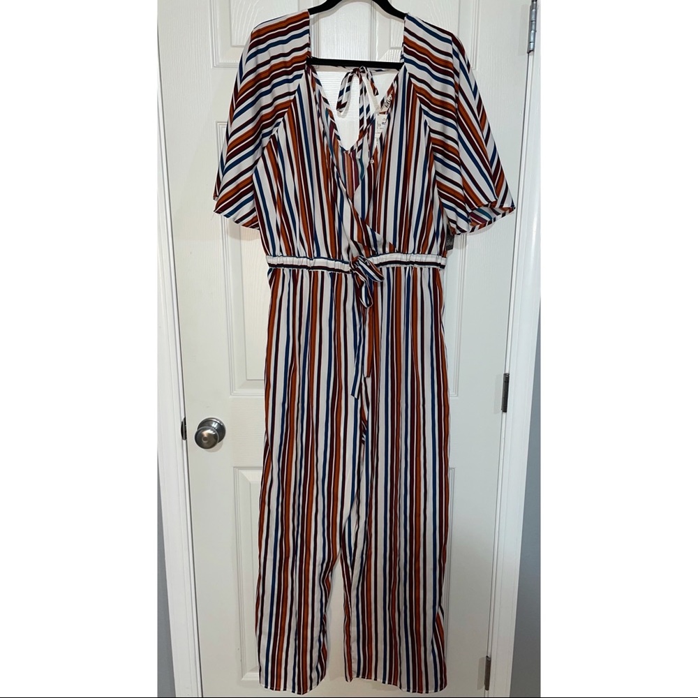 Plus Size Blush Striped Jumpsuit